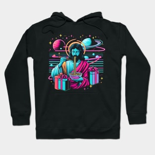 RAMEN JESUS PLANETS UNIVERSE RETRO 80'S NEON VIBE Hoodie